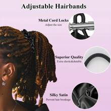 3 bandeaux réglables de couleur unie à haute élasticité. Liens pour cheveux, bandes pour cheveux DIY ne nuisant pas aux cheveux. Simulation de corde à cheveux en soie, bandes  pour usage quotidien, de loisir et de sport. Convient pour tenir la queue de cheval.