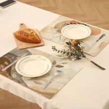 1pc/4pcs/6pcs Everyday Decor Placemats, Floral Leaf Linen Placemats, Stain Resistant Placemats, Suitable For Home, Dining Room And Restaurant, Tabletop Decoration, Home Goods