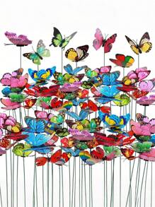 20pcs Colorful Garden Butterfly Stakes, Decorative Waterproof Butterfly Garden Stake, Decor 3D Butterfly Party, Supplies Yard Stakes For Garden Patio Lawn, Rnaments Party Plant Pot Decorations, Wedding Decoration, Garden Decoration, Valentine's Day Modern Home Decorations, Flower Pots And Bonsai Glowing Colourful Decorations, Garden Decor, Garden