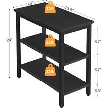 End Table, Simple Rustic Side Table With 3-Tier Storage Shelf, Narrow Nightstand For Small Spaces, For Living Room, Bedroom,Easy Assembly, Industrial Design, Rustic Brown And Black BF14BZ01 - Black - View 3