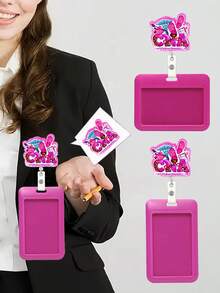 Pink Cna Glitter Acrylic Retractable Badge Reel With Clip Id Badge Holder Badge Reel - Durable Acrylic Id Holder,Slim Waterproof Card Case, Can Put Your Id Card, Work Id Card, Bus Card, Student Id Card, Back To School Id Card Protector,Mom/Dad Gift Card Organizer,Celebrity Card, Which Is Very Suitable As A Gift For Teachers, Students, Doctors, Nurses,Mother's Day Gifts, Teacher Gifts - Rose Red - View 1