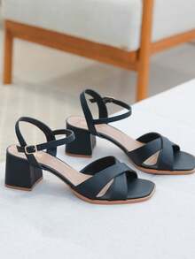 COMFORTABLE CASUAL WOMEN'S BLOCK HEEL SANDAL - 黑色 - 查看 2