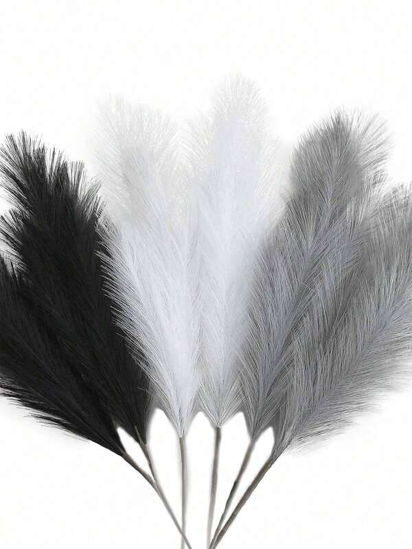 90/60/60cm Artificial Black Cattail Grass, Tall And Fluffy Fake Flowers, Suitable For Black Bathroom Decor, Boho Style Decor, Floor Vase Filler, Farmhouse Home Wedding Decoration (Black, White, Gray). Lifelike Black Cattail Grass, Tall And Fluffy Artificial Flowers, Suitable For Boho Home Wedding Decor, Living Room Decor, Autumn Decoration.