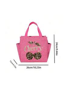 Thermal Bag,Lunch Insulated Bag With The Leopard Cherry Pattern With A Black Cutlery Storage Bag, A Double Pocket Lunch Box Bag, Large Capacity, Student Meal Insulated Refrigerated Bag, Portable Travel Picnic Bag, Office School Lunch Bag Insulated Lunch Box, Work Lunch Box, Work Office Holiday Lunch Box, And Multi-Functional Camping School Lunch Box For Both Men And Women,Mother'S Day Giftback To School School Stuff Bag For School Lunch Bag For Women Cooler Bag Picnic Accessories - Multicolor - View 11