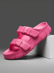 2025 New European And American Style Casual Comfortable Outdoor Slides, Punk Basic Preppy Buckle Design
