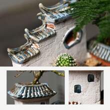 AAMTE Chinese Style Decor Planter, Bamboo & Succulent Ceramic Zen House Home Decoration, Miniature Landscape Plant Pot, No Plants Included, Suitable For New Year, Party, Christmas Gifts, Holiday