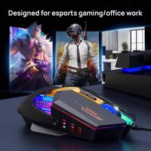 Acer Wired Mouse OMW212 Colorful Atmosphere Breathing Light E-Sports Gaming Mouse Resolution Up To 7200DPI Non-Slip Scroll Wheel Ergonomic Comfortable Feel Black And Orange
