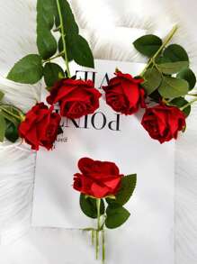 Rosa di velluto artificiale, decorazione per matrimoni, decorazione domestica per San Valentino, regalo di rose, rosa rosa