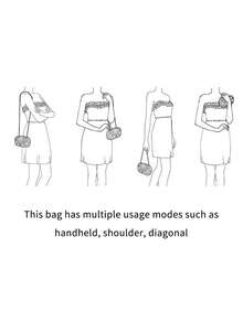 Glamorous Multi-Colored Floral Embroidered Evening Clutch Bag, Elegant Handmade Party Purses And Bags Women With Gold Metal Chain And Exquisite Hardware Handle, Unique Pattern, Prom Accessories, Bridesmaid Gifts, Pink Flowers Straw Bag, Bohemian Handbags For Ladies, Shoulder Crossbody Bags Purse For Party Girls, Bride, College Students, Rookies & White-Collar Workers For Party, Prom, Wedding - Pink - View 12