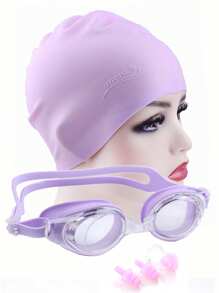 6pcs/Set Silicone Swimming Goggles,Swimming Cap,Nose Clip,Ear Plugs Set