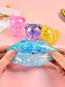 1 pieza Oso de caramelo brillante suave y relajante, juguete sensorial Needoh, juguete apretable de oso de rebote lento, juguetes antiestrés, adecuado para regalos de Navidad, Pascua, cumpleaños, relleno de bolsas de recuerdo de fiesta - Multicolor - Ver 6