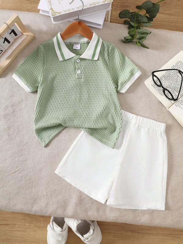 2-delige set met korte mouwen voor jonge jongens, casual top en shorts, zomer