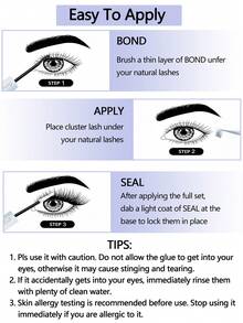 BamyLash 1 Box Thick Volume Cluster Lash Kit Cluster DIY Lash Extension,Fluffy Soft 3D Individual Lashes With Bond Seal Remover And Applicator - màu đen - Xem 10