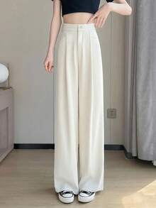 High-End Flowing Straight Leg Casual Maxi Pants For Women - Apricot - View 3