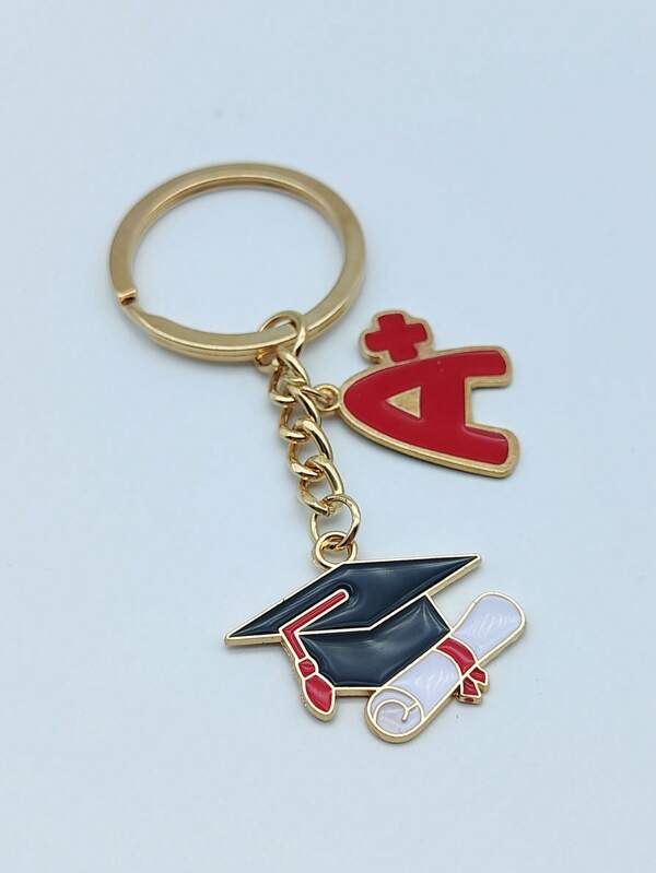 1pc Metal Graduation Cap Shaped Oil Drop Keychain, Creative Gift For Students