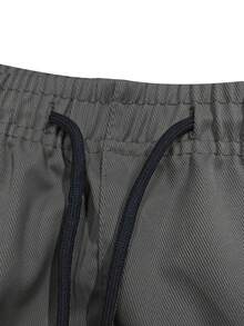 Men's Elasticated Waist Fashion Multi-Pocket Camouflage 3/4 Cargo Pants, Summer Large Flap Pockets Outdoors Casual Trousers - Grey - View 6