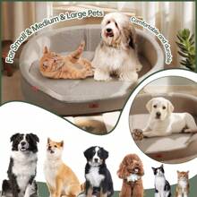 1 Pc Universal For All Seasons Pet House , For Small , Medium,Large Pets, Pet Nest Cushion With Removable Inner Pad, Split Lychee Leather Boat Nest