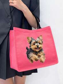 Running Puppy Black Shoulder Bag; Handbag; Handbag And Makeup Bag Combination; Large Capacity Handbag Paired With Exquisite Makeup Bag; One Shoulder Handbag And Makeup Bag
