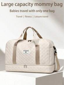 1pc White High Capacity Mommy Bag, Portable Diaper Bag For Carrying Baby Powder And Diapers, Crossbody Travel Bag - White - View 3