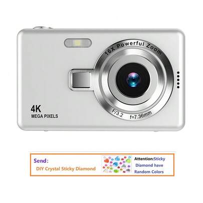 Nueva cámara digital multicolor, zoom óptico 16X, pantalla HD de 2.4", video de píxeles, cámara digital compacta creativa, adecuada para estudiantes, cámara CCD, pegatina de cristal DIY gratis