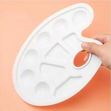 调色板画笔套装，包括 1 个调色板和 6 支笔，适合美术生，便携式调色板画笔套装，返校，学校用品 - 白色 - 查看 3