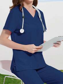 V-Ausschnitt Schnell-Trocknende Kasack-Set, Neues Design | Dehnbar | Geeignet für Krankenhaus, Klinik & Freizeitbekleidung Zuhause | Großes Fassungsvermögen Multi-Tasche