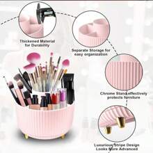 1pc Desktop Rotating Makeup Storage Box, Stationery Storage Box, Pen Holder, Cosmetics Display Rack, Multifunctional Makeup Brush Storage Bucket, Skincare Product Storage Box, Plastic Makeup Brush Storage Box