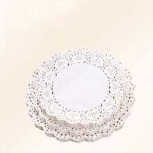 100/200/300 piezas Manteles individuales de papel, manteles individuales redondos, manteles individuales de encaje blanco de varios tamaños, manteles individuales para decoración de utensilios de pastel (tamaño pequeño)