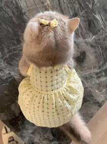1pc High-Quality Pet Dress, PrincessStyle Light Fabric, Yellow DaisyOmbre Tutu Dress For Cats & SmalBreed Dogs, New Spring/SummerArrival