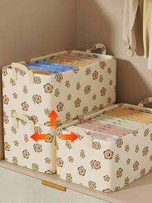 Fabric Cute Bear Steel Frame Storage Box, Foldable Drawer Type Organizer Box For Wardrobe, Home Use Clothing Storage,Storage Orangizer,Travel Essential - Multicolor - View 5