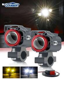 GLANBERT 2 piezas Faro LED de motocicleta con proyector de haz de luz LED para conducción, luz antiniebla externa para automóviles, motocicletas, barcos y SUV