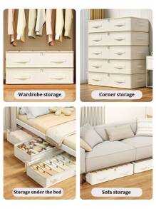 1pc Beige Clothing Storage Bag, Blanket Storage Bag, Clothing Storage Bag, Foldable Storage, Under Bed Storage Bag, Effectively Utilizing Idle Space Under The Bed, Thick Fabric With Zipper Blanket Storage Container Bag With Window And Handle, Suitable For Home Dormitory Storage And Organizing Accessories Bedroom Clothes Storage Organizer Closet Organization And Storage Bag For School School Accessories School Stuff