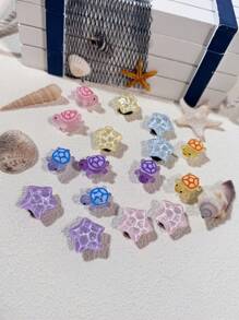 16pcs Cute Casual (4 Colors Turtles, Wavy Star) Shoe Clips, DIY Decorations, Multi-Functional Accessory For Women's Sandals, Slippers, Beach Bags - Perfect Gift For Festivals And Special Occasions