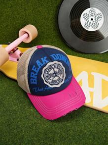 DareSee 1 Stück Retro-Stil Baseballkappe mit Farbblöcken zum Sonnenschutz, für Musik-Festivals, Y2K-Feste, Schulbeginn