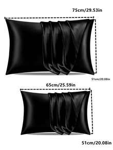 3PCS/SET . Sleep Set | Softer Than Pillowcase & Eyemask Set - Includes 1 Satin Pillowcase, 1 Eye Mask & 1 Scrunchie - Black - View 10