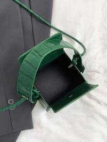 Mini Handle & Crossbody Shaped Box Bag - Green - View 6