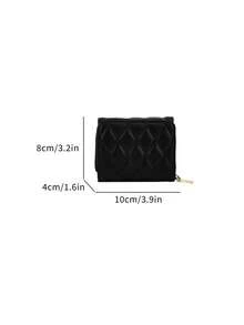 Elegant Minimalist Style Quilted PU Leather Multi-Card Wallet, Large Capacity Trifold Short Ladies Wallet, Suitable For Women's Daily Commutes, Shopping, Outings, Gatherings, Gifts For Girlfriends, Events, Birthdays, Office Workers & Travel - Black - View 7