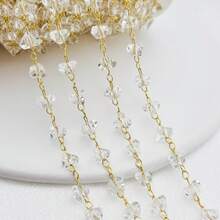 100cm 18k Gold Plated Copper Crystal Zirconia 6mm Triangle Chain For DIY DIY Sweater Chain Earrings Tassel Bracelet Necklace Accessories Jewelry Making Material - Crystal Triangle Chain - View 10