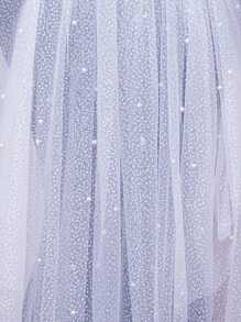 1pc Beaded Face Veil With Hair Comb, Fantasy Star Sky Printed Bridal Head Veil