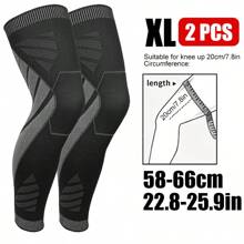 1 Pair- Long Knitted Compression Knee Sleeves, Full Leg Compression Sleeves, Long Knee Braces Support, Knee Braces For Men& Women, Apply Full Leg Pressure During Exercise, Suitable For Daily Life, Work, Fitness Running, Basketball, Volleyball! Gym Accessories Knee Support Sports Knee Pads Gym Knee Pads