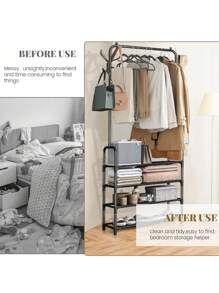 1 pieza Organizador de armario portátil multiusos, aproximadamente 24 pulgadas de ancho, incluye perchero, estantería para zapatos, estantes de almacenamiento, móvil, fácil de ensamblar/desarmar, adecuado para sala de estar, dormitorio, oficina en casa, regalo perfecto para Navidad, fiestas