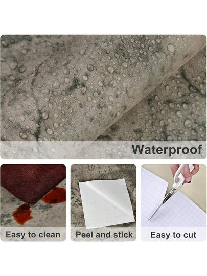 Roll Of Retro Cement Grijs Self Adhesive Wallpaper Bruin Thickened 3D Stereo Industrial PVC Removable Tearable Peel Stick Contact Paper Room Home Wand Bathroom Wallpapers Kitchen view 6