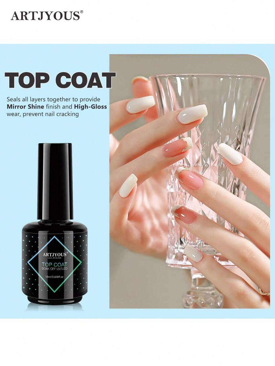 1瓶18毫升免擦拭亮泽封层凝胶，持久光泽，可用LED美甲灯卸除，女士礼品 - 無色 - 查看 1