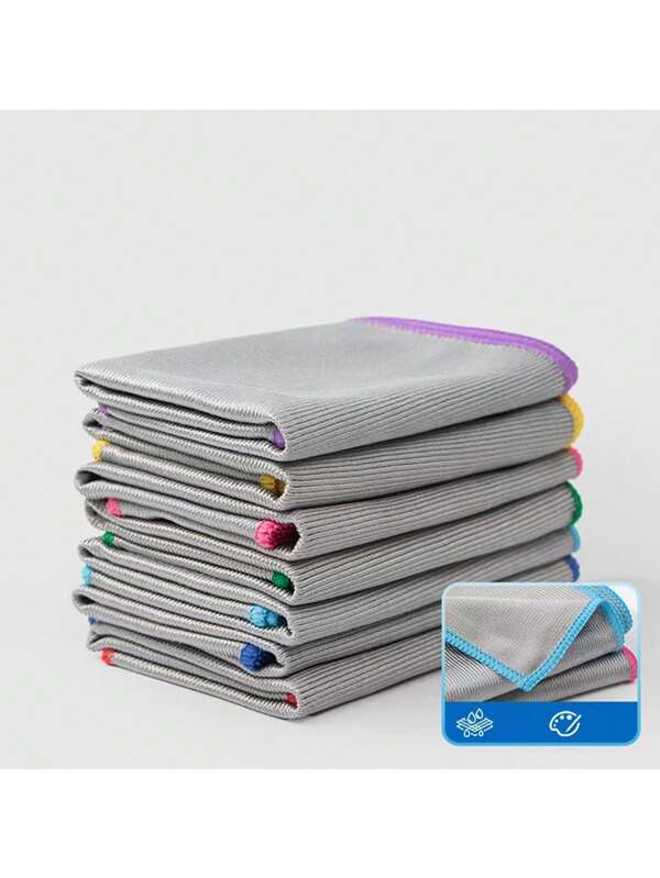 1pc Microfiber Cloth, Reusable, Multi-Purpose, Mirror Shine Polish, Suitable For Cleaning Glass In Kitchen