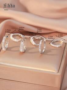 Hihho Set de 6 piezas de aretes de aro con forma de U y redondos de circonita cúbica, un regalo de joyería de lujo, el mejor regalo de joyas elegantes para mujer para días festivos, San Valentín