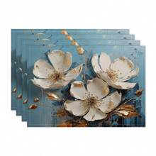 1pc/4pcs/6pcs Decorative Placemats, Watercolor Peony Linen Placemats, Easy To Clean, Suitable For Home, Restaurant, Dining Table Decor, Household Items