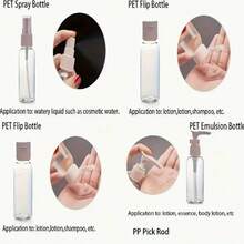 Bộ 7 chai đựng mỹ phẩm du lịch riêng biệt, hộp đựng mỹ phẩm PET trong suốt cỡ máy bay, chai nước hoa, lọ đựng kem, chai xịt, thích hợp đựng nước hoa, sữa dưỡng thể, dầu gội, kem dưỡng, xà phòng, có đầu bơm và thiết kế chống rò rỉ, phụ kiện du lịch (thẻ ngẫu nhiên) - Nhiều màu - Xem 5