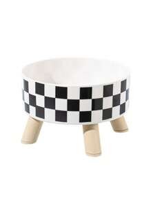 1pc Colorful Polka Dot/Black & White Dot/Plaid Anti-Slip & Anti-Spill Pet Raised Feeder Bowl, Cat/Dog Food Dish, Large Capacity 5.51-3.54 Inch, Essential For Small Dog/Cat Feeding