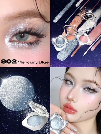 COLORKEY Ombre à paupières Stardust Diamond Mono, Bleu, Palette d'ombres à paupières brillantes, très pigmentée, ombre à paupières, éclaircissante pour les yeux, paillettes, nacre fine scintillante, facile à utiliser en une étape, lisse et facile à estomper, finition brillante non grasse et non estompante, paillettes scintillantes, Noël, cadeaux de Noël, maquillage