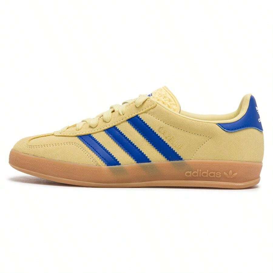Adidas Originals 男鞋女鞋 日常經典休閒鞋 GAZELLE INDOOR 白色繫帶 通勤鞋 橡膠外底板鞋 JH5406 - 粉末黃/皇家藍/白 - 查看 1